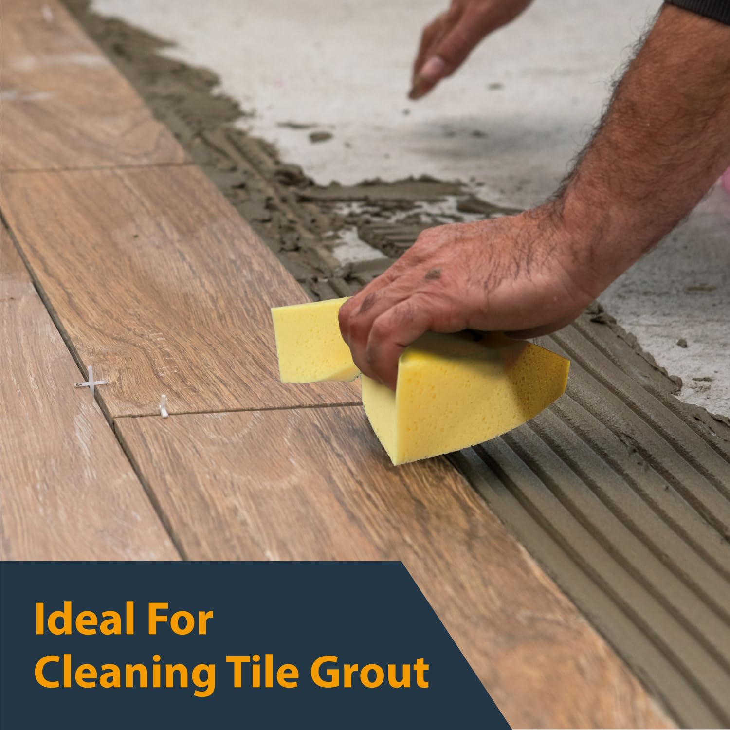 POWERTEC Large Square Grout Sponge 4-Pack - Professional Tile Grout Removal & Cleaning Sponge for Floors, Kitchen, Bathroom - Heavy Duty Absorbent Multi-Purpose Cleaning Tool (72106) - Perfect for DIY Home Renovation, Tile Installation and Deep Cleaning Projects