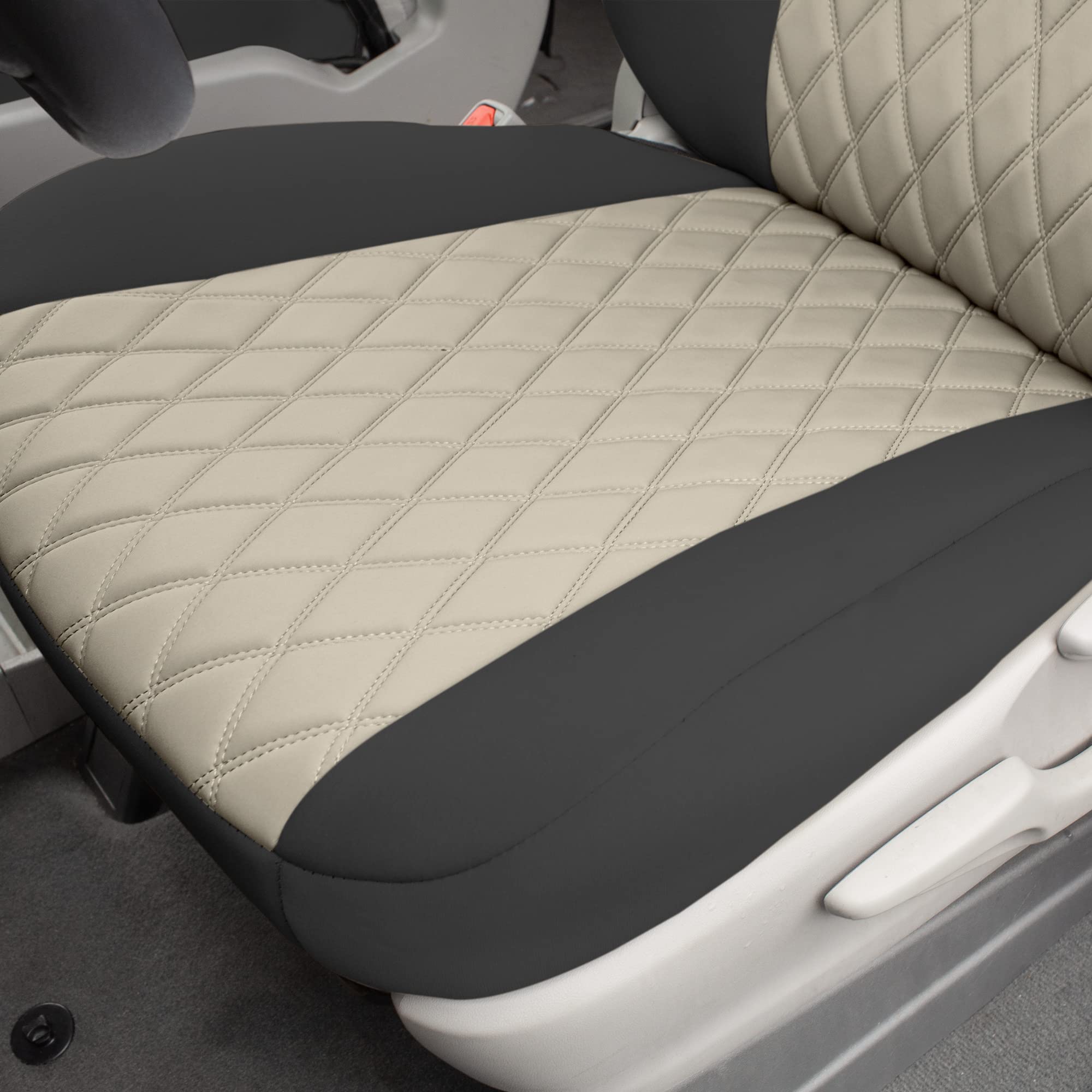 FH Group Custom Fit Car Seat Covers for 2011-2020 Toyota Sienna 7 Passenger - Waterproof & Washable Neoprene Seat Cover Full Set in Beige | Perfect for Family Road Trips, Daily Commutes & Pet Protection