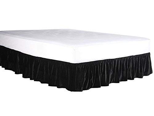 Elastic Wrap Around Velvet Bed Skirt - Dust Ruffled Easy Fit Bed Valance for California King Size Beds (14