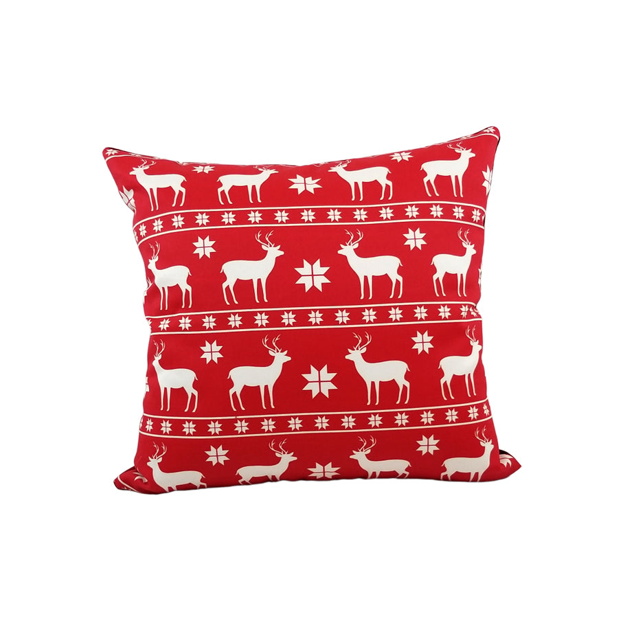 Nordic Red Deer Throw Pillow 17x17 Inches - Soft Decorative Cushion Cover for Living Room, Bedroom, Sofa - Modern Scandinavian Home Decor Gift