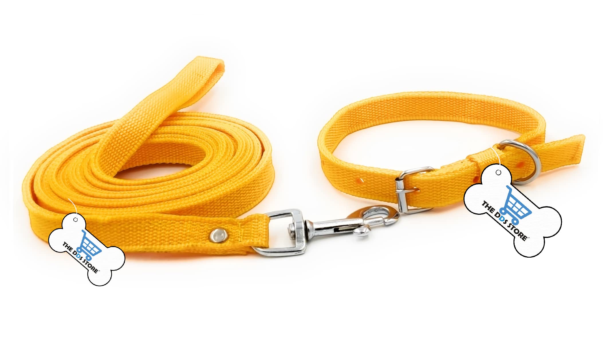Durable Adjustable Dog Collar and Leash Set for Small Medium Large Dogs - Training Pet Collar with Matching Leash (27-37cm Neck Size, Yellow) | Perfect for Walking, Training, and Outdoor Adventures