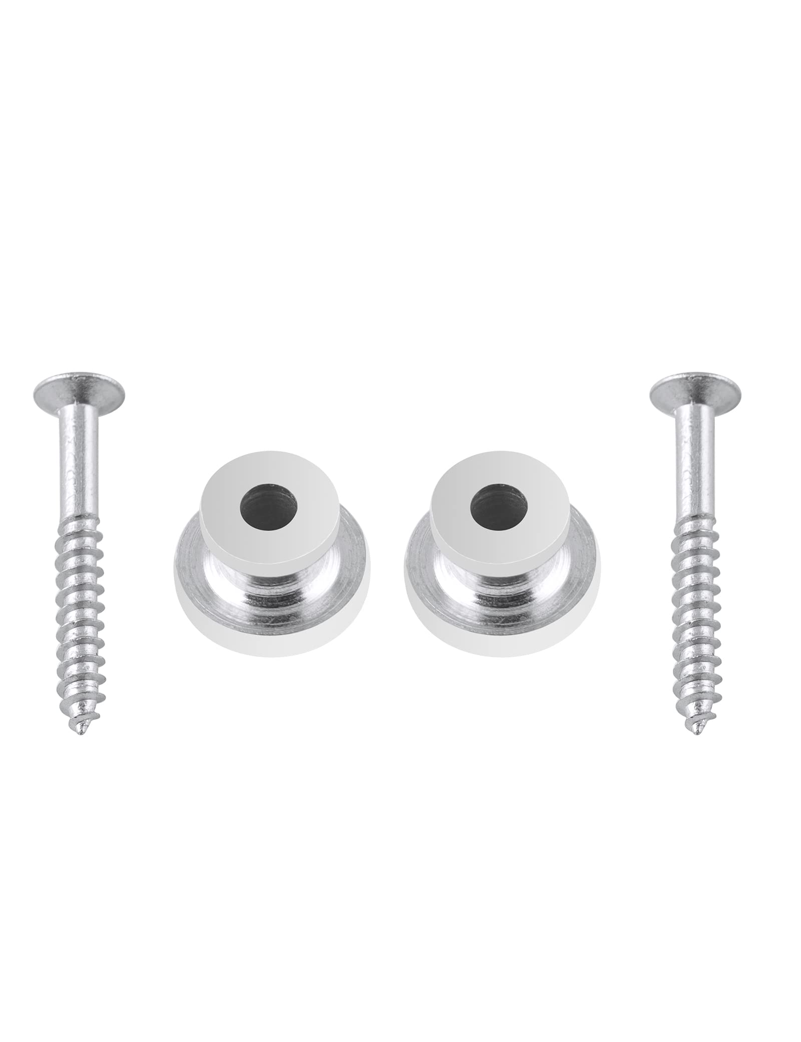 Rubatone Guitar Strap Buttons & End Pins Set (2-Pack) - Chrome Mushroom Head Strap Pins for Acoustic, Electric Guitar, Banjo & Ukulele - Secure & Comfortable Instrument Accessories for Live Performances & Practice Sessions