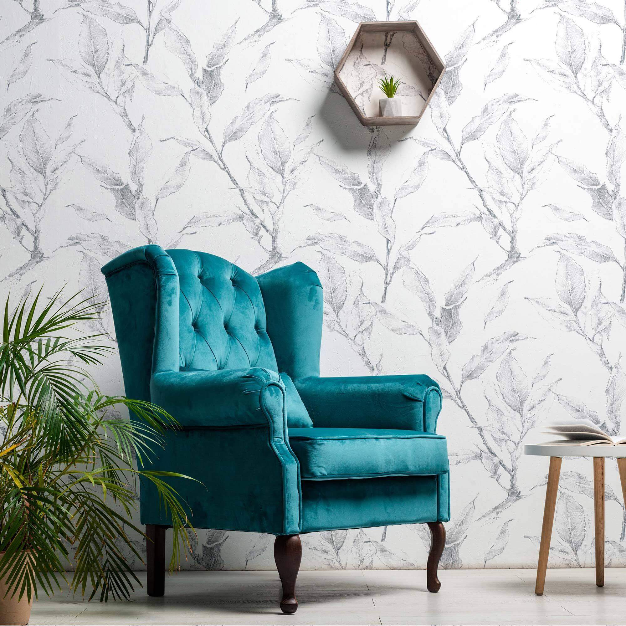 Grey Floral Peel and Stick Removable Wallpaper 4492 - Self-Adhesive Decorative Wall Covering for Bedroom, Living Room & Home Office