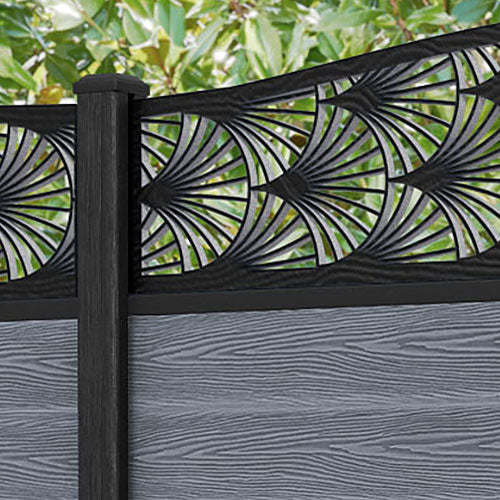 Classic Laurel Curved Top Fence Panel - Anthracite Grey Composite Fence with Durable Posts | Perfect for Garden, Backyard, and Privacy Fencing