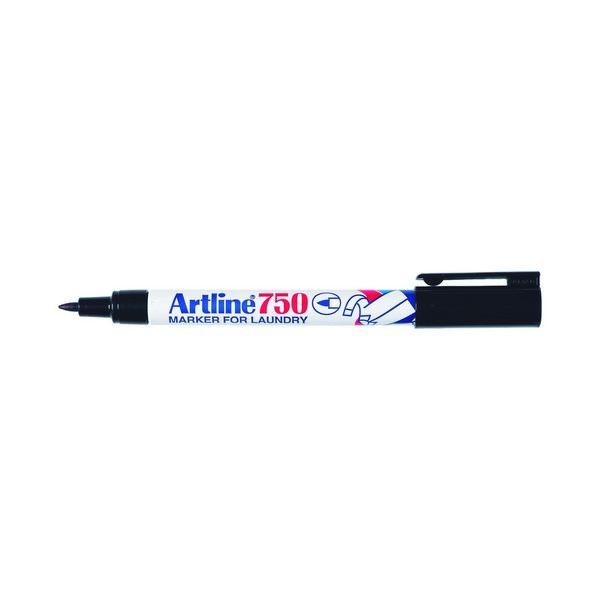 Artline 750 Laundry Marker - 0.7mm Fine Tip Permanent Fabric Marker - Black Ink (12-Pack) - Ideal for Labeling Clothes, Fabric Tags & DIY Crafts
