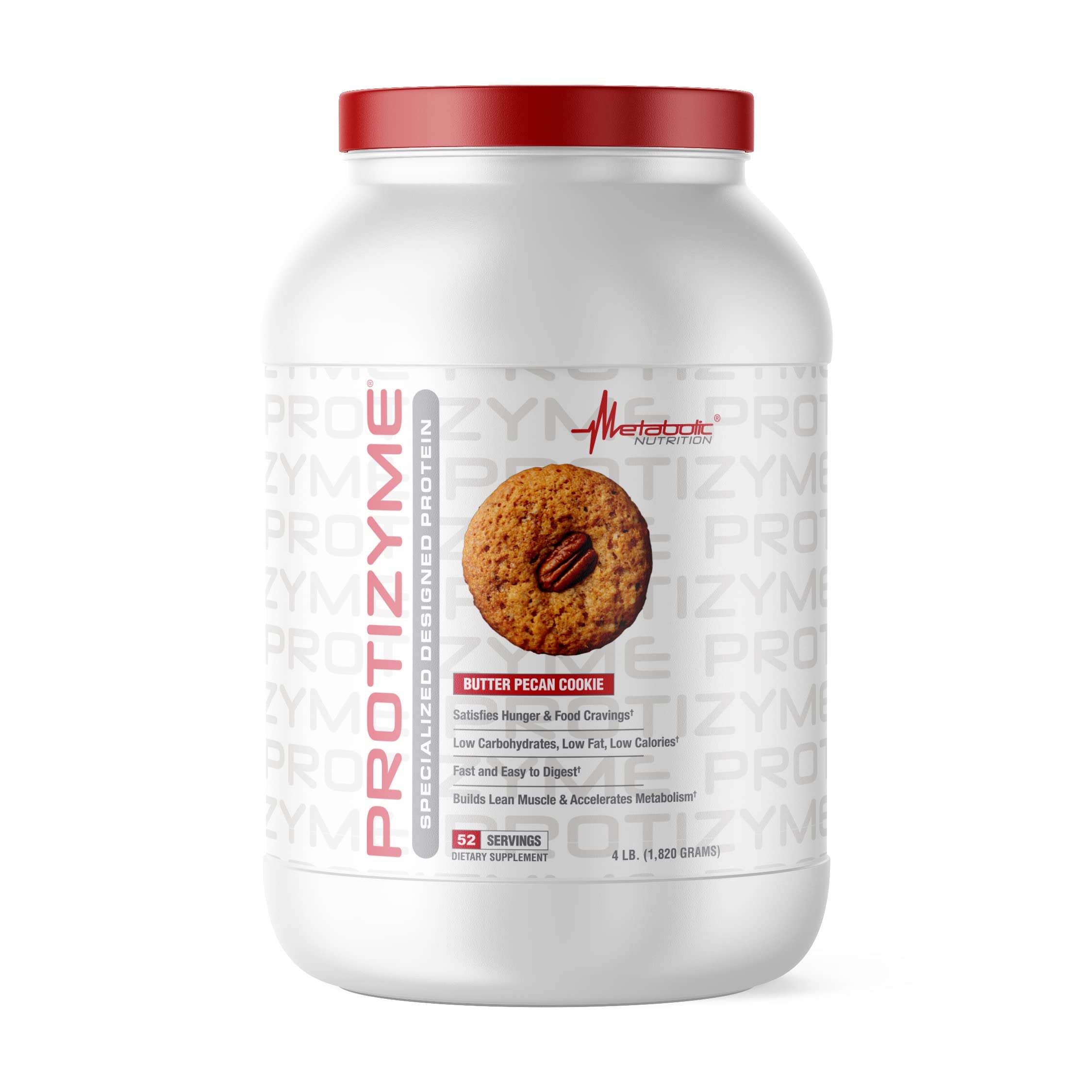 Metabolic Nutrition Protizyme 100% Whey Protein Powder - High Protein, Low Carb & Fat with Digestive Enzymes & 24 Vitamins/Minerals - 4lb (52 Servings) for Muscle Recovery & Post-Workout Nutrition