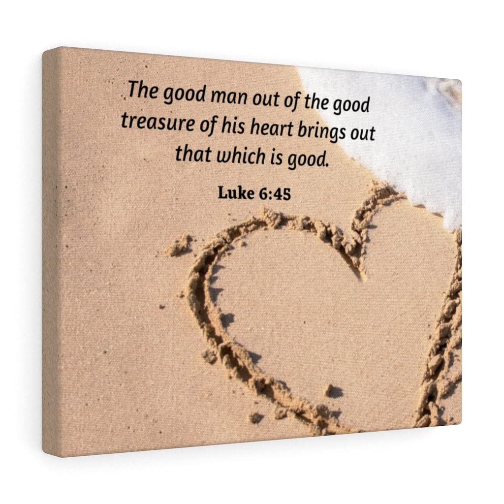 Christian Wall Art with Bible Verse Luke 6:45 - Scripture Print Ready to Hang - Express Your Love Gift for Home, Church & Office Decor