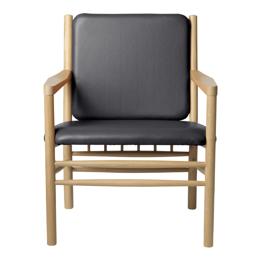 Premium J147 Lounge Armchair with Genuine Leather Seat - Modern Comfort for Living Room, Office & Reading Nook