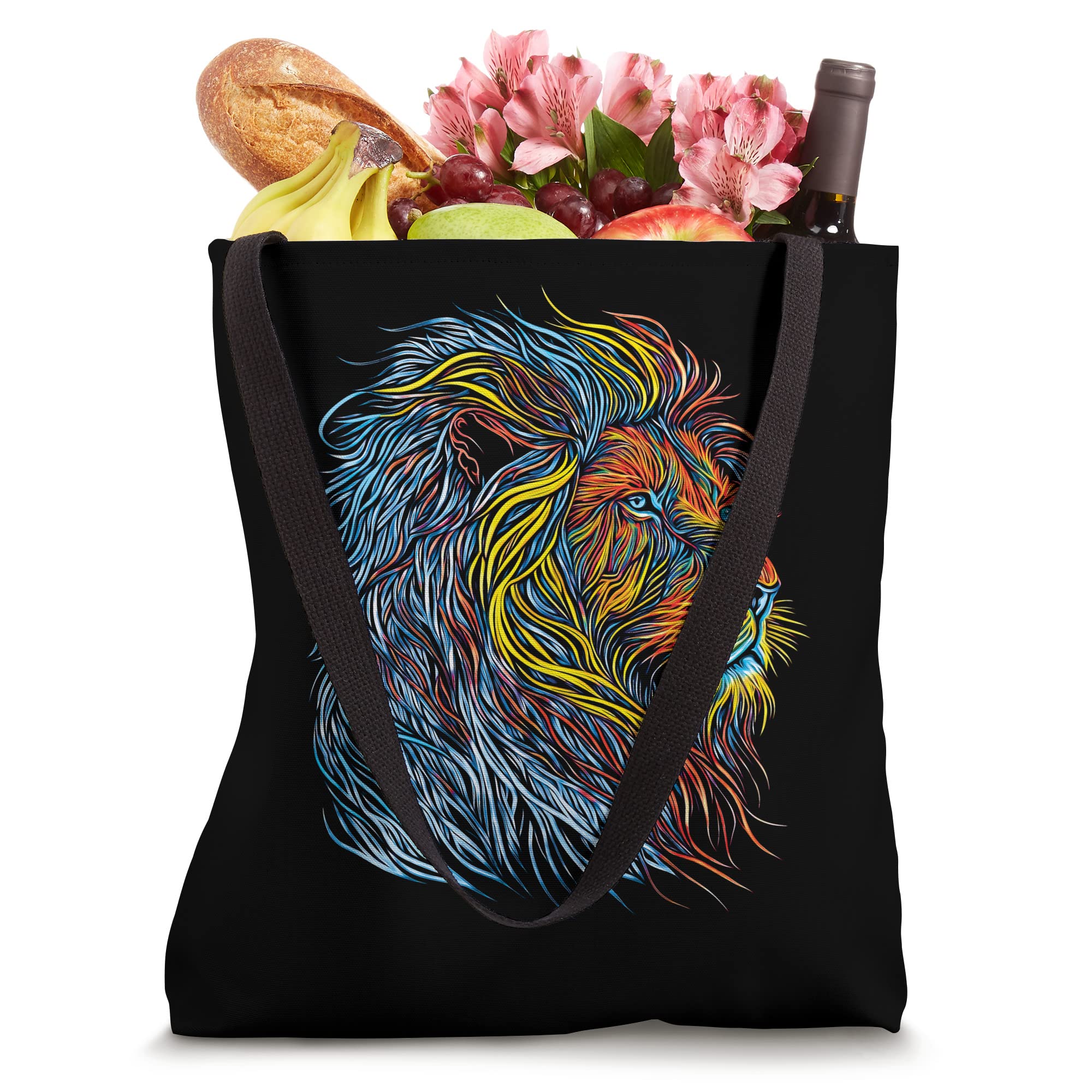 Vibrant Lion Print Tote Bag - Stylish & Durable Canvas Shopping Bag for Women, Beach, Grocery & Everyday Use