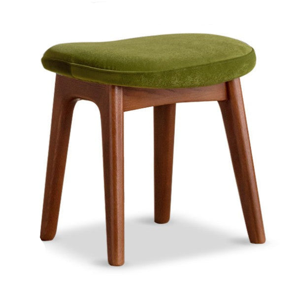 17.3×15.0×16.7 inch / 44×38×42.5 cm / Natural wood color / Oak makeup stool soft cover green