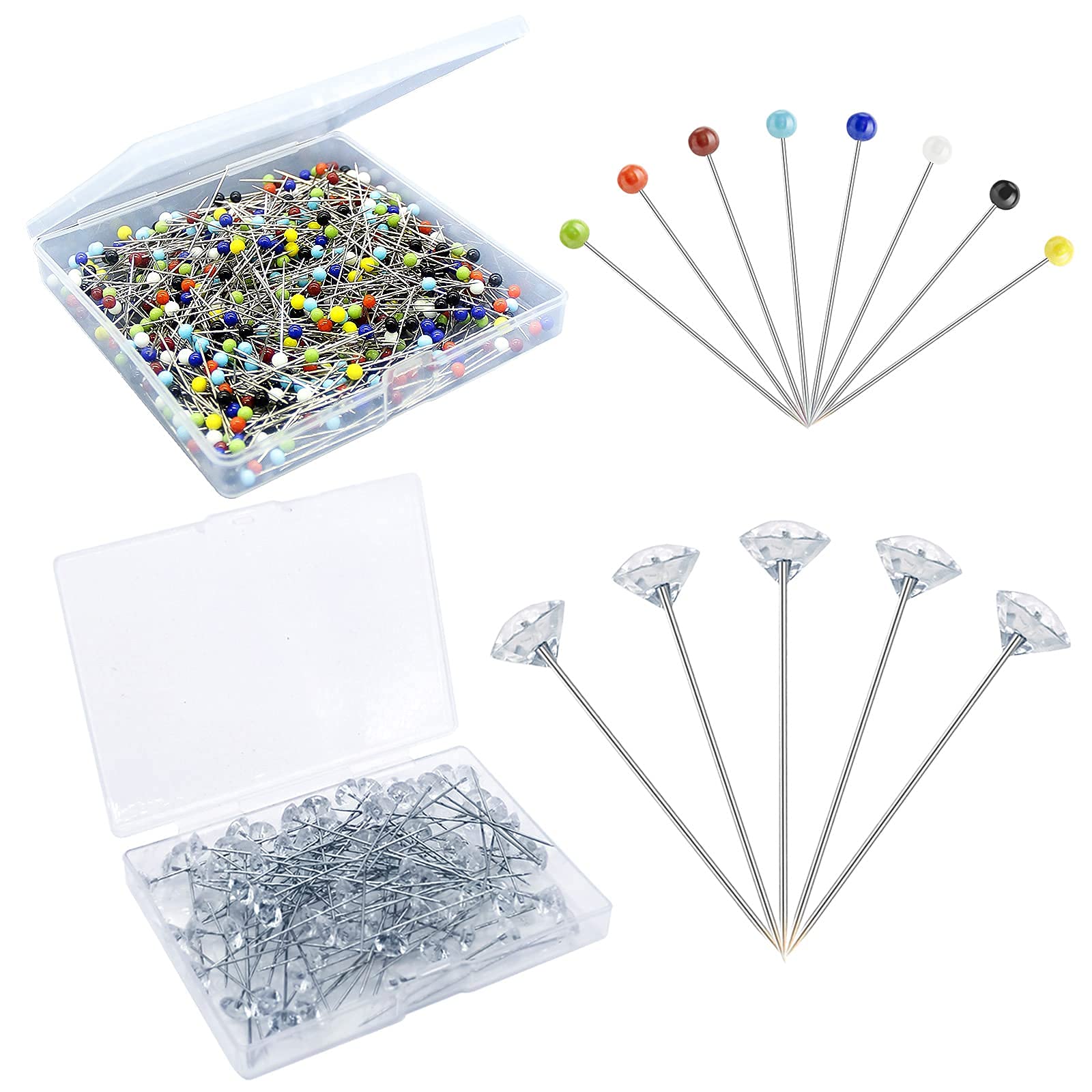 700PCS Sewing Pins with Glass Heads - for Dressmaking, Jewelry & Crafts