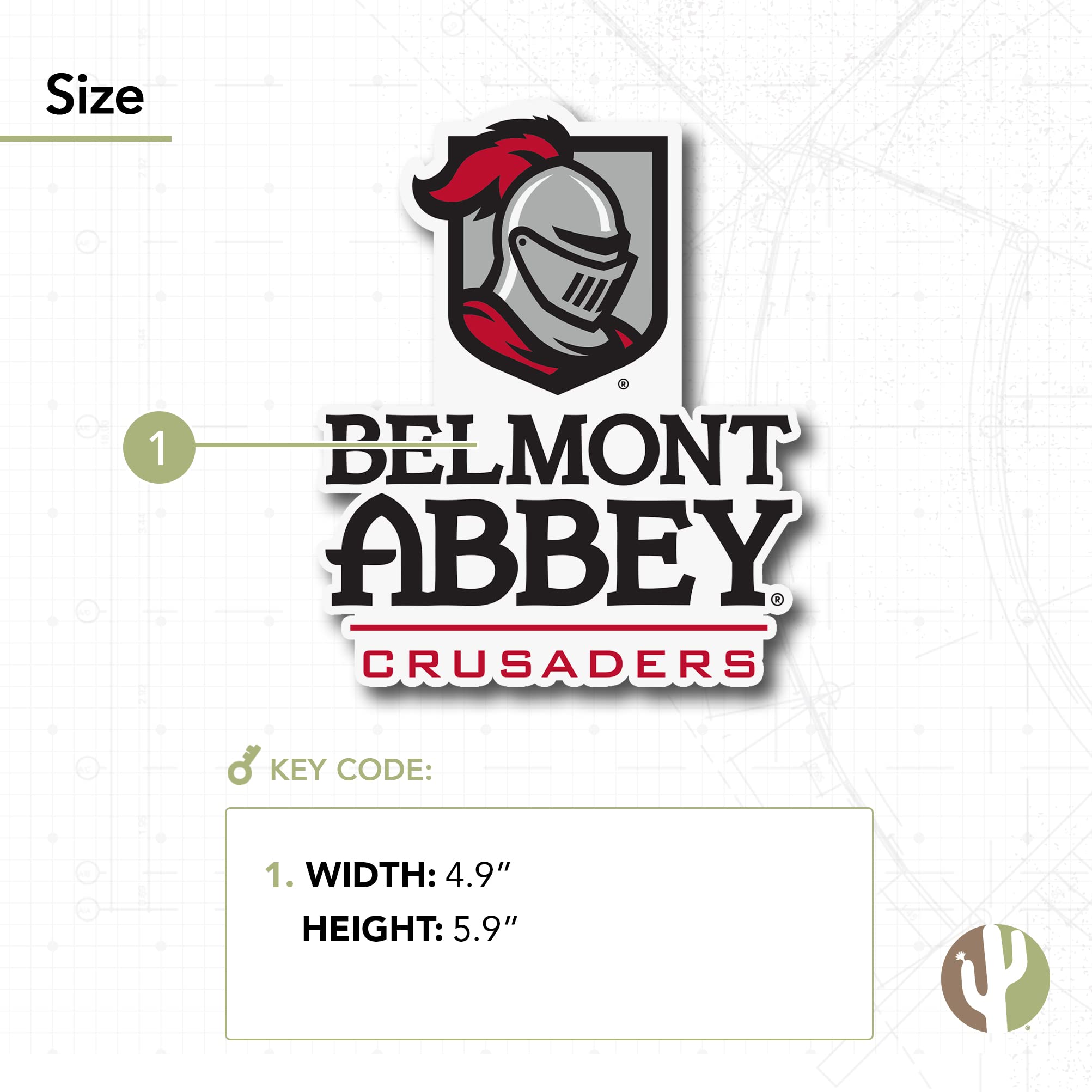 Desert Cactus Belmont Abbey College Crusaders Vinyl Decal Sticker - Waterproof Laptop, Water Bottle, Car, Scrapbook Decor (6-Pack) - Perfect for College Dorm, School Spirit, and Fan Accessories