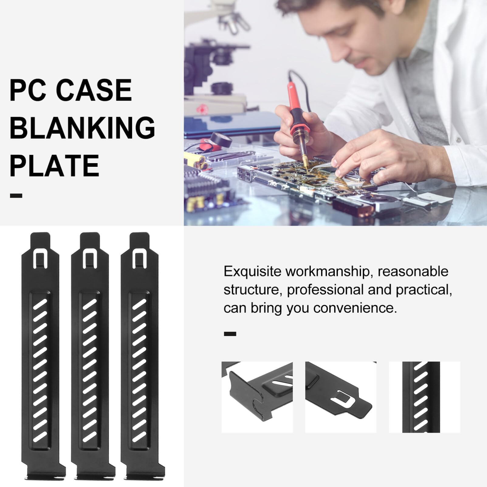 UKCOCO 20pcs Stainless Steel PCI Slot Covers - Blanking Plates for Computer Case, GPU Bezel, RGB Case Modding, Chassis Bits & Deflector | Perfect for PC Builds, Gaming Rigs & Custom Computer Modifications