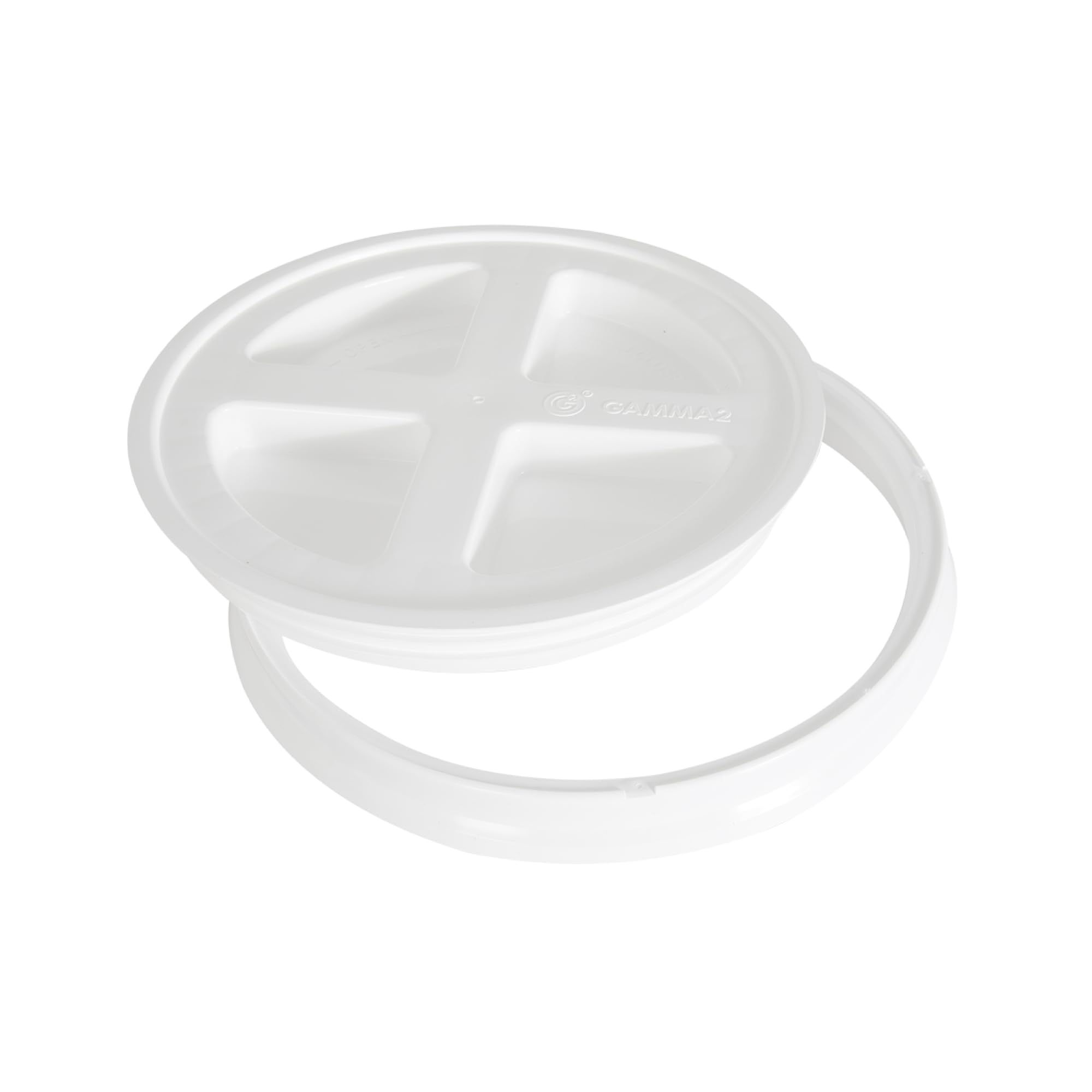 Gamma2 Seal Lid - Airtight Pet Food Storage Container Lids for 3.5, 5, 6 & 7 Gallon Buckets - Durable White Plastic Bucket Cover (Model 4122E) - Made in USA - Perfect for Dry Dog Food, Cat Food & Bulk Grain Storage