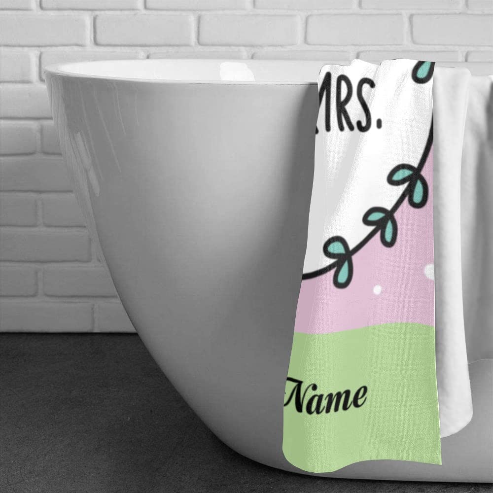Custom Personalized Beach Towel with Names - Mr. & Mrs. Couple Birds Design Microfiber Bath Towel 30