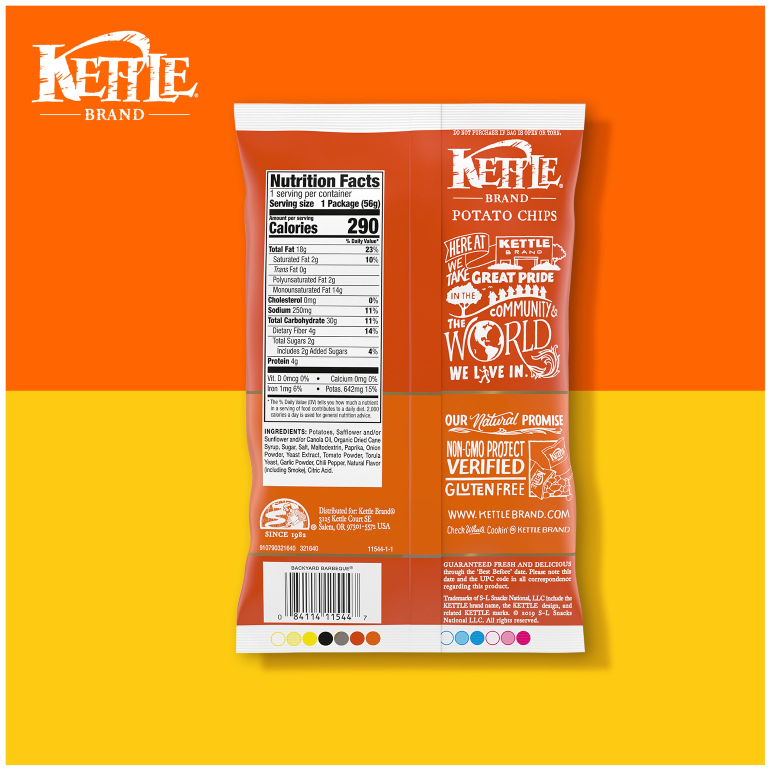 Kettle Brand Backyard Barbeque Potato Chips - 2 Oz Snack Bags (Pack of 6) | Crunchy Kettle Cooked Chips for Parties, Picnics & Game Day Snacking