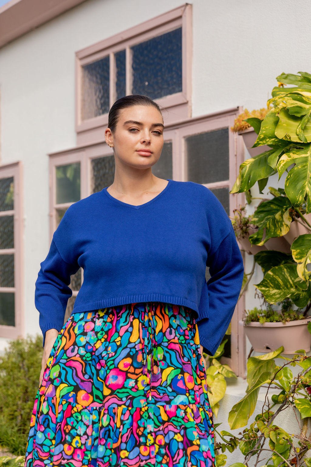 Blakely Crop Knit Top in Cobalt Blue | Women's Fashion T-Shirt | Perfect for Casual Wear, Summer Outfits & Street Style