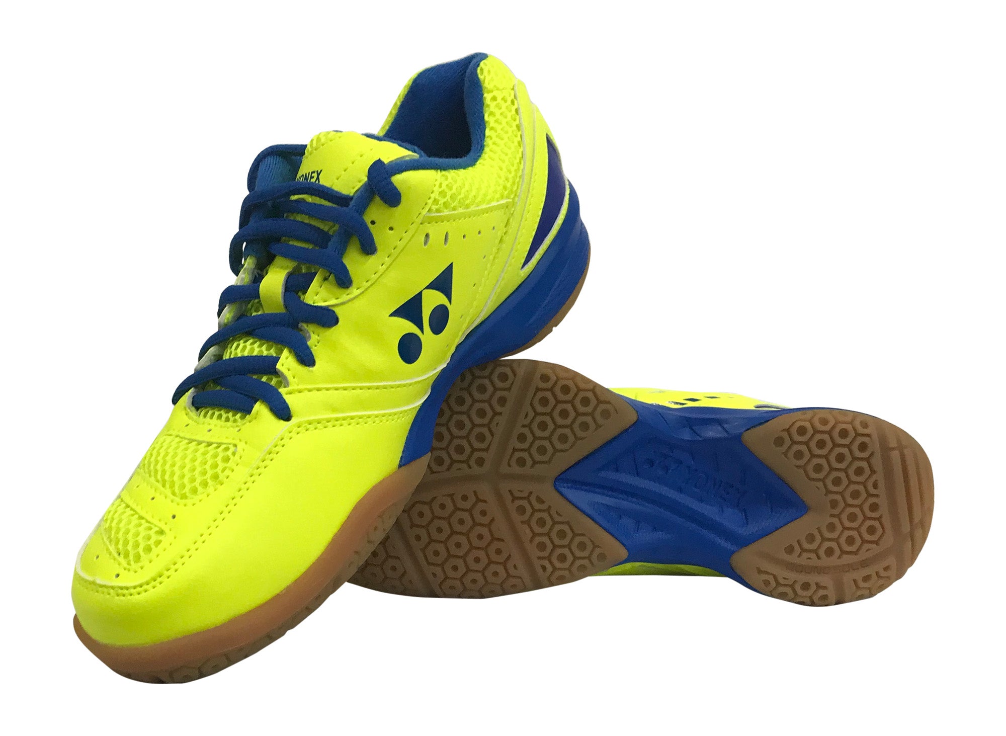 Yonex SHB PC30 Unisex Badminton Shoes for Men & Women - Lightweight Cushioned Court Sneakers for Badminton, Tennis, Volleyball - Yellow/Blue Sports Shoes for Indoor & Outdoor Play