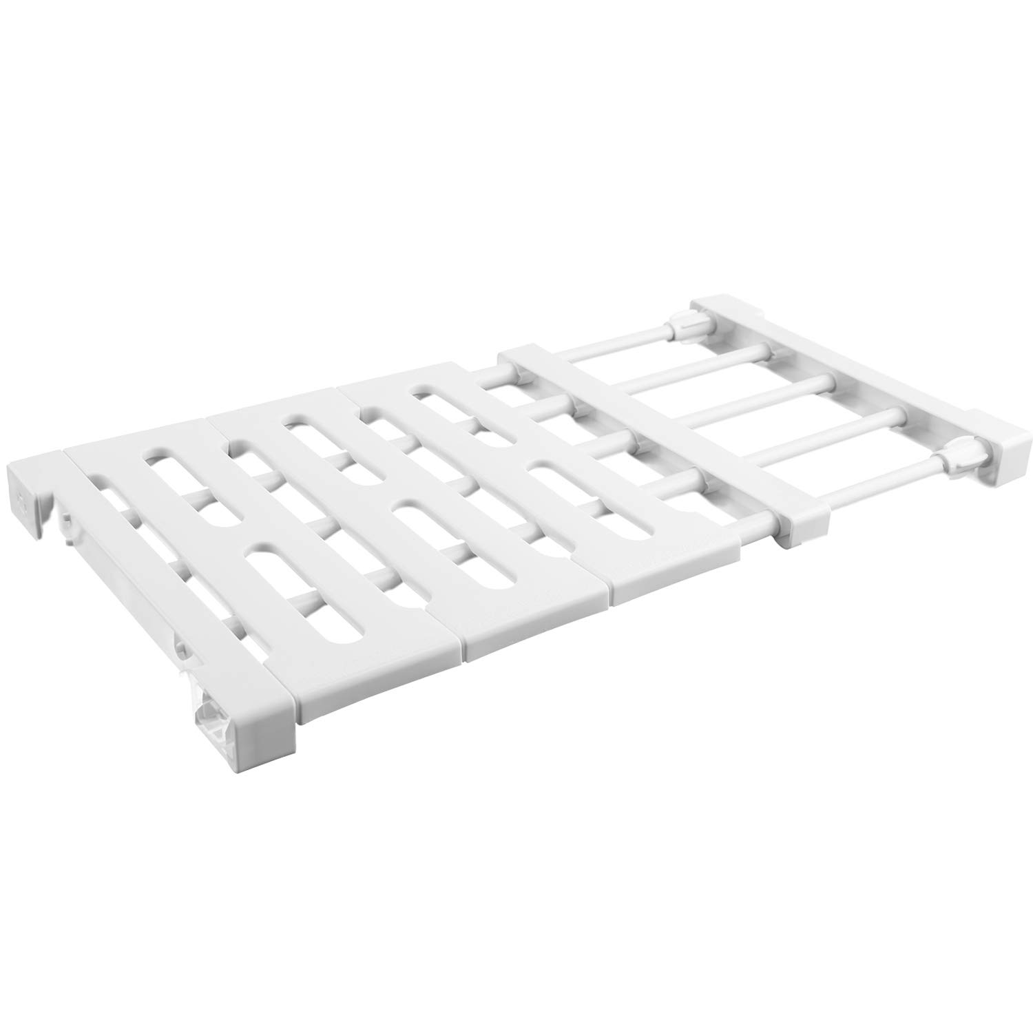 Adjustable Closet Shelf Organizer - No Drill Extendable Wardrobe Rack Divider for Kitchen, Bathroom & Bedroom Storage (14.96-21.65 Inch Length, 9.44cm Width) - Perfect for Small Spaces, Closet Organization and DIY Home Storage Solutions