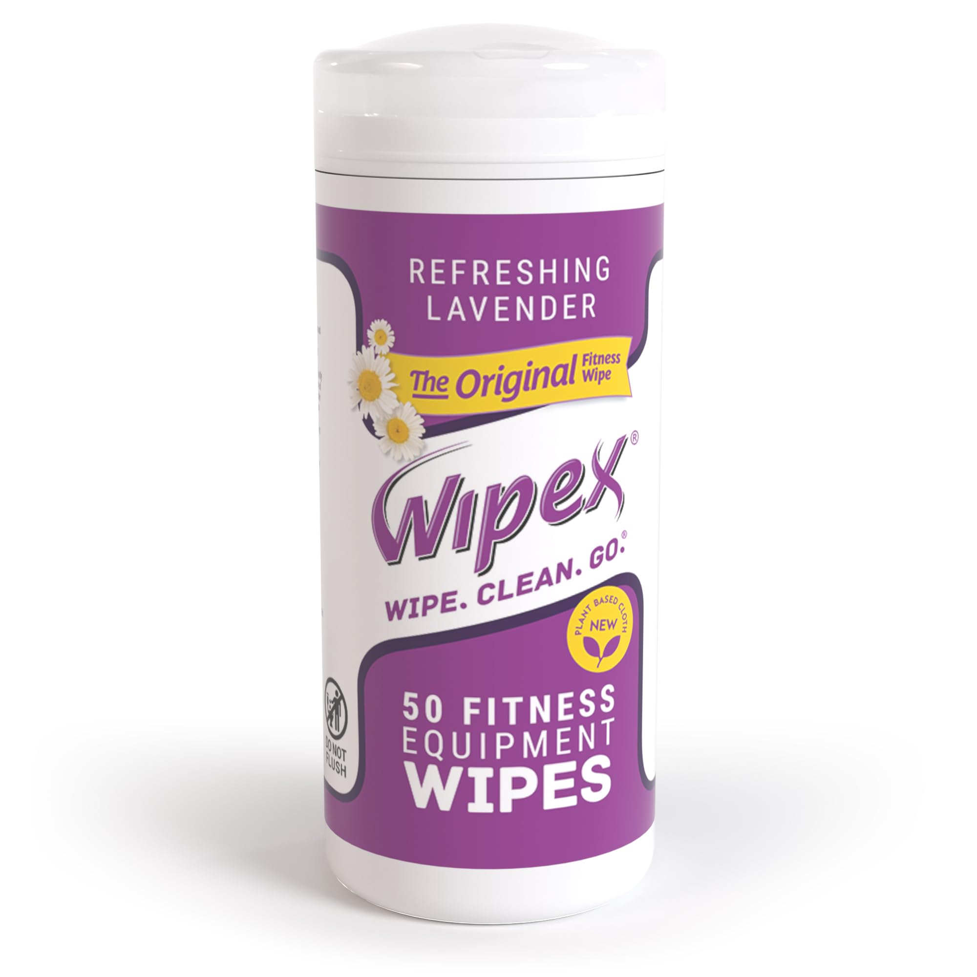 Wipex Original Plant-Based Gym Wipes - No-Lint Fitness Equipment Cleaner for Yoga Mats, Peloton Bikes & Workout Gear with Lavender & Vinegar (50 Count) | Perfect for Home Gyms, Studios & Post-Workout Cleaning