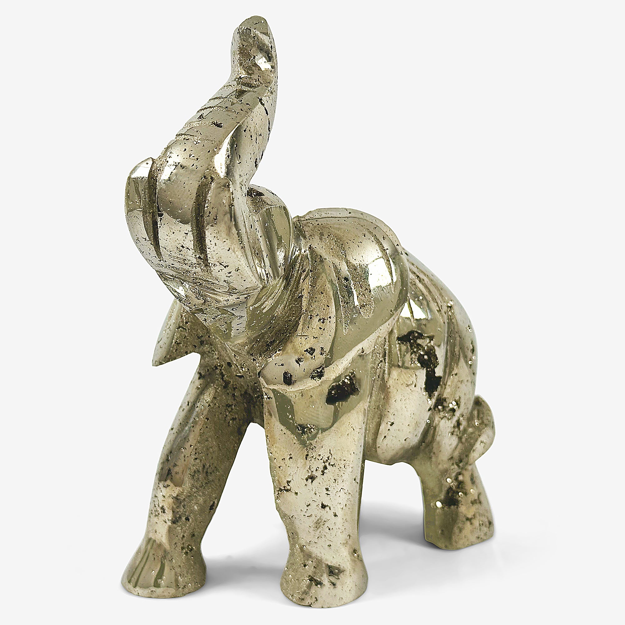 Hand Carved Pyrite Elephant Gemstone Animal Carving - Natural Healing Crystal for Home Decor, Meditation & Feng Shui - Perfect Gift for Elephant Lovers & Spiritual Seekers