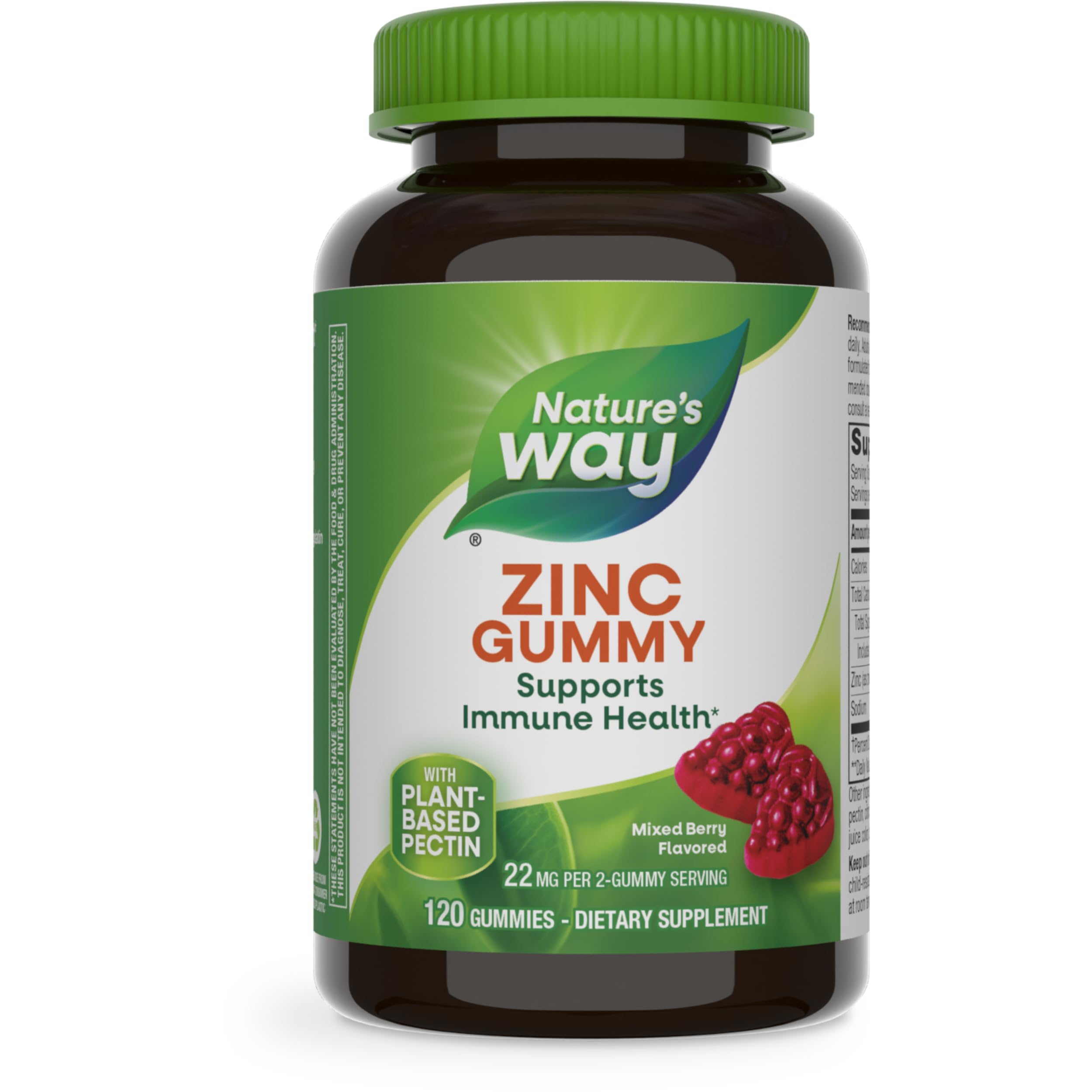 Nature's Way Zinc Gummies for Immune Support - 120 Mixed Berry Flavored Gummies with 100% Daily Zinc Value | Daily Immune Booster for Adults & Kids | Perfect for Cold Season & Year-Round Wellness