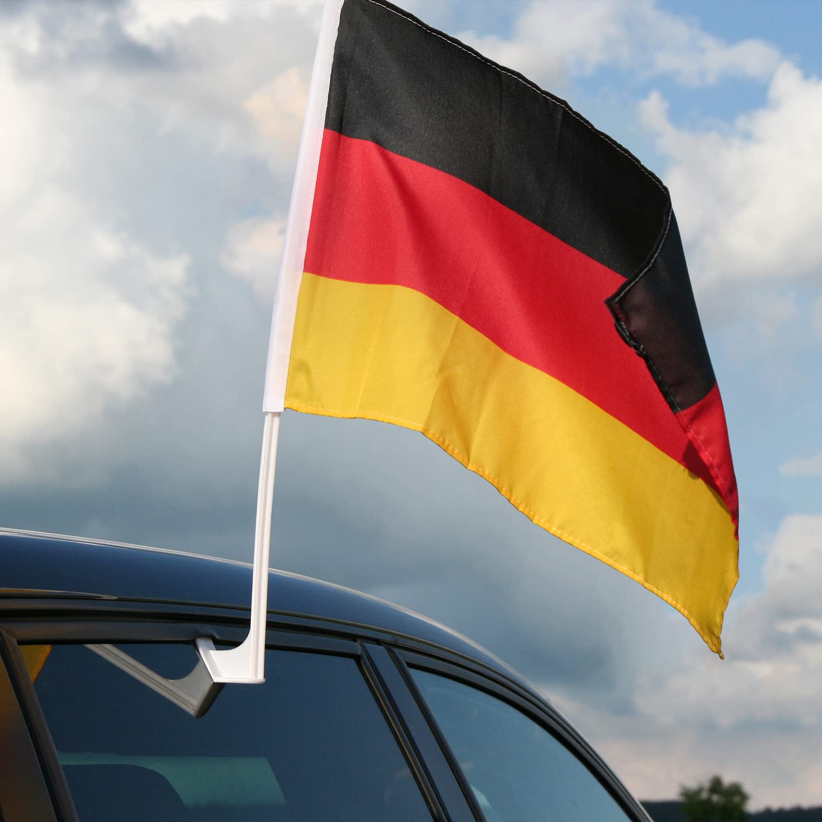 DOITOOL 10Pcs Car Flag Poles - White Vehicle Window Flag Holders for National Flags & Warning Flags | Perfect for Sports Events, Parades, and Patriotic Displays