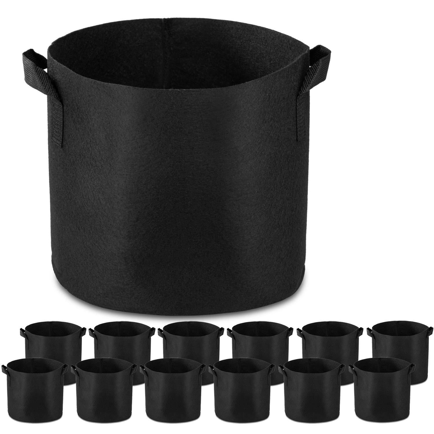 12-Pack 3 Gallon Heavy Duty Grow Bags - Thickened Nonwoven Fabric Plant Pots with Handles for Vegetables, Flowers & Herbs - Perfect for Indoor Gardening, Balcony Planting & Outdoor Container Gardening