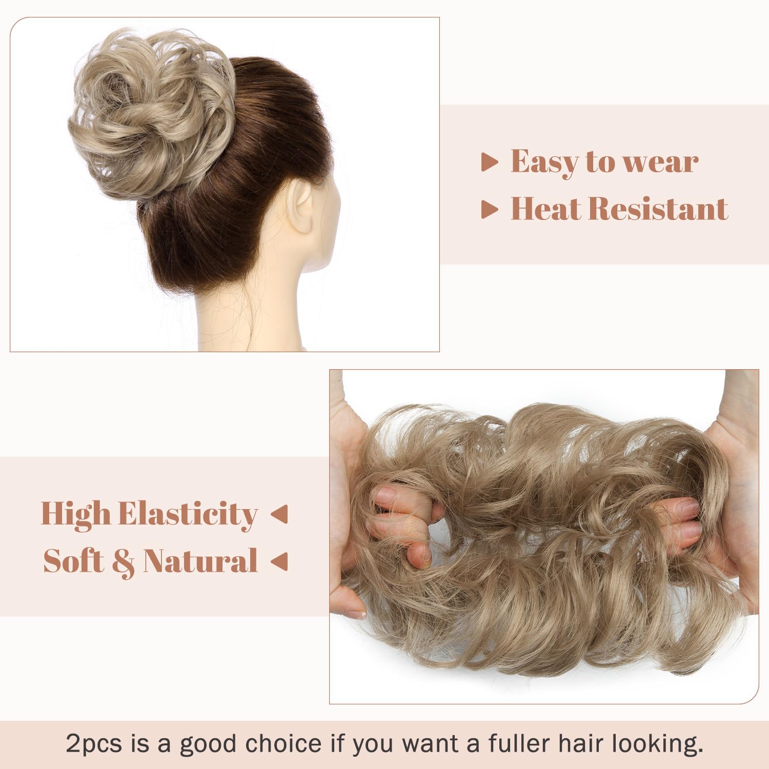 Messy Bun Hair Piece for Women - Synthetic Hair Extensions for Quick & Easy Updos - Perfect for Weddings, Parties & Everyday Styling