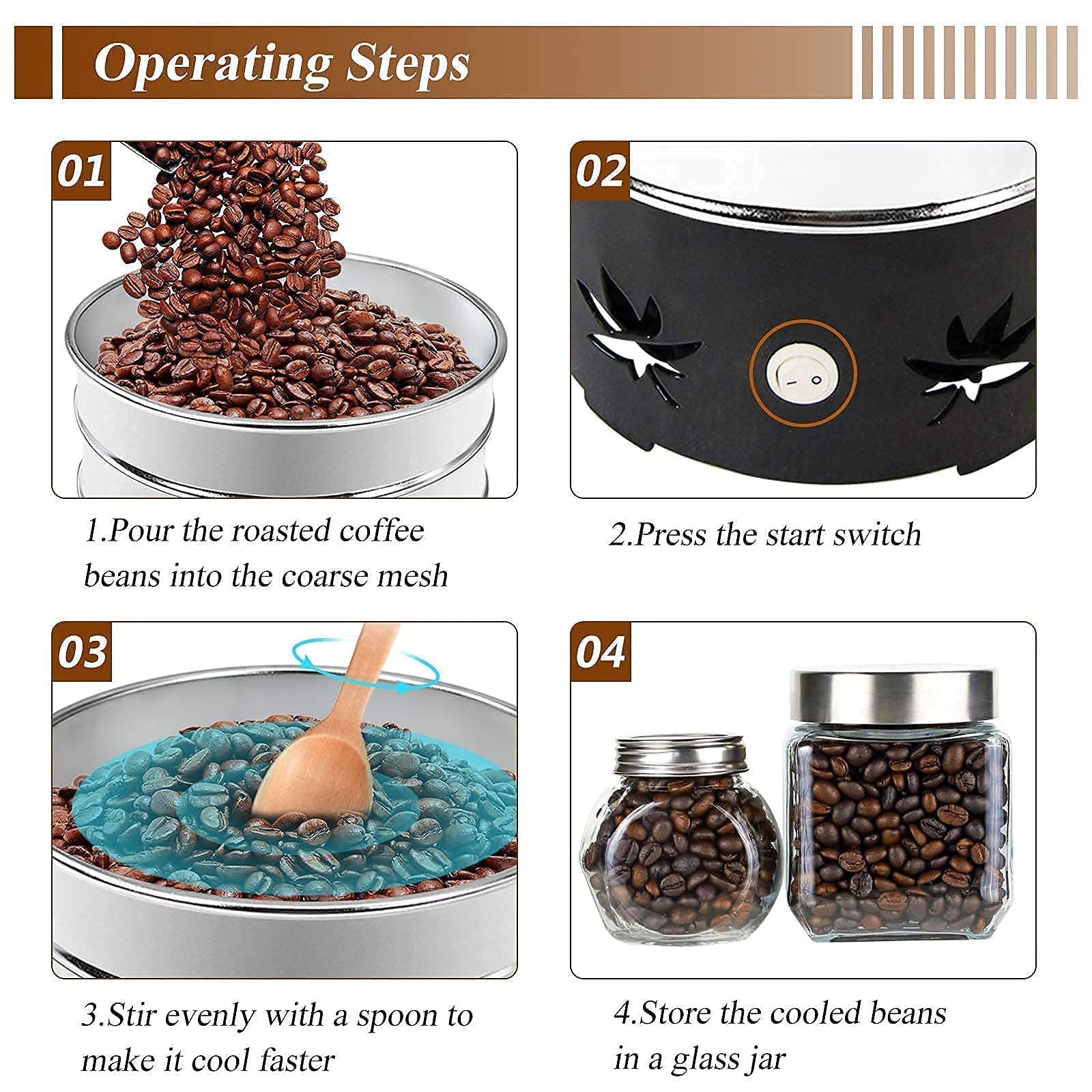 500g Household Coffee Roaster & 500g Coffee Bean Cooler - Electric Coffee Bean Roaster Machine with Cooling Tray for Home Roasting - Perfect for Fresh Coffee Lovers & DIY Baristas