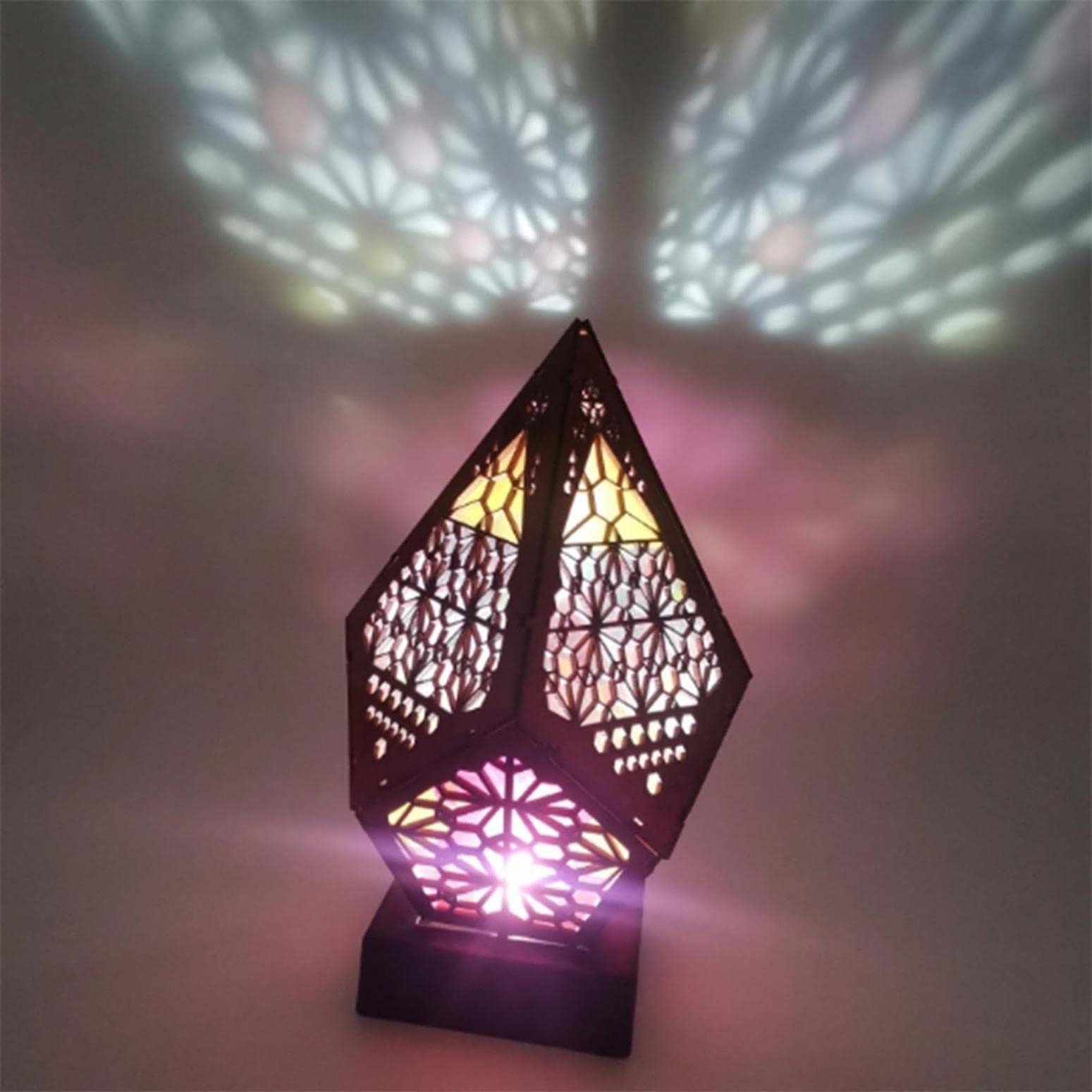 Bohemian Star Projection Floor Lamp - 3D Colorful LED Night Light with Geometric Diamond Design for Home, Bedroom, Living Room Decor | Perfect for Wedding Party, Desk Decor & Unique Gifts for Women