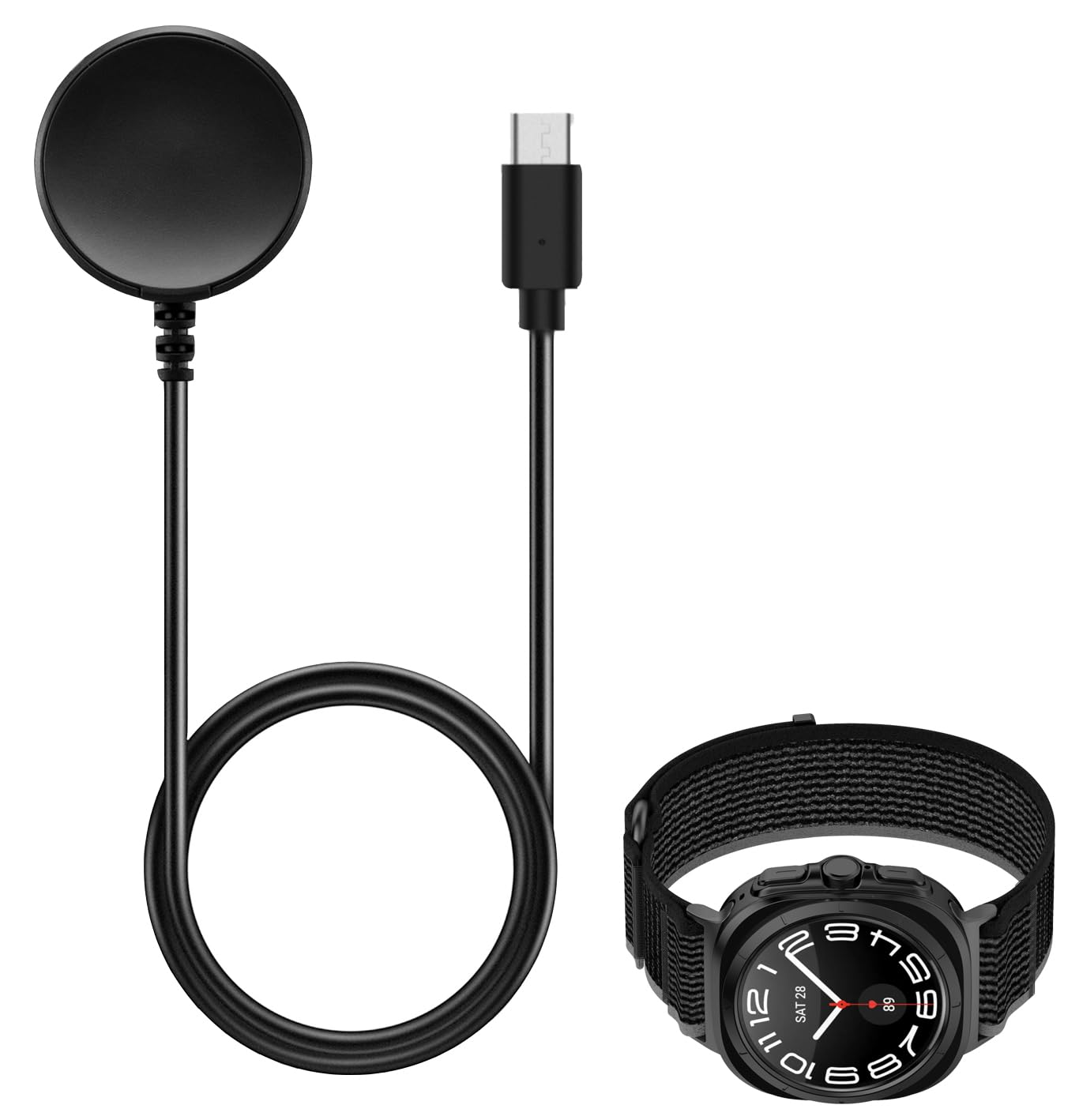 Fast Charging Samsung Galaxy Watch Ultra Charger - Compatible with Galaxy Watch 7/6/5/4 & Other Samsung Smartwatches - Portable USB-C Charging Cable for Home, Office & Travel Use