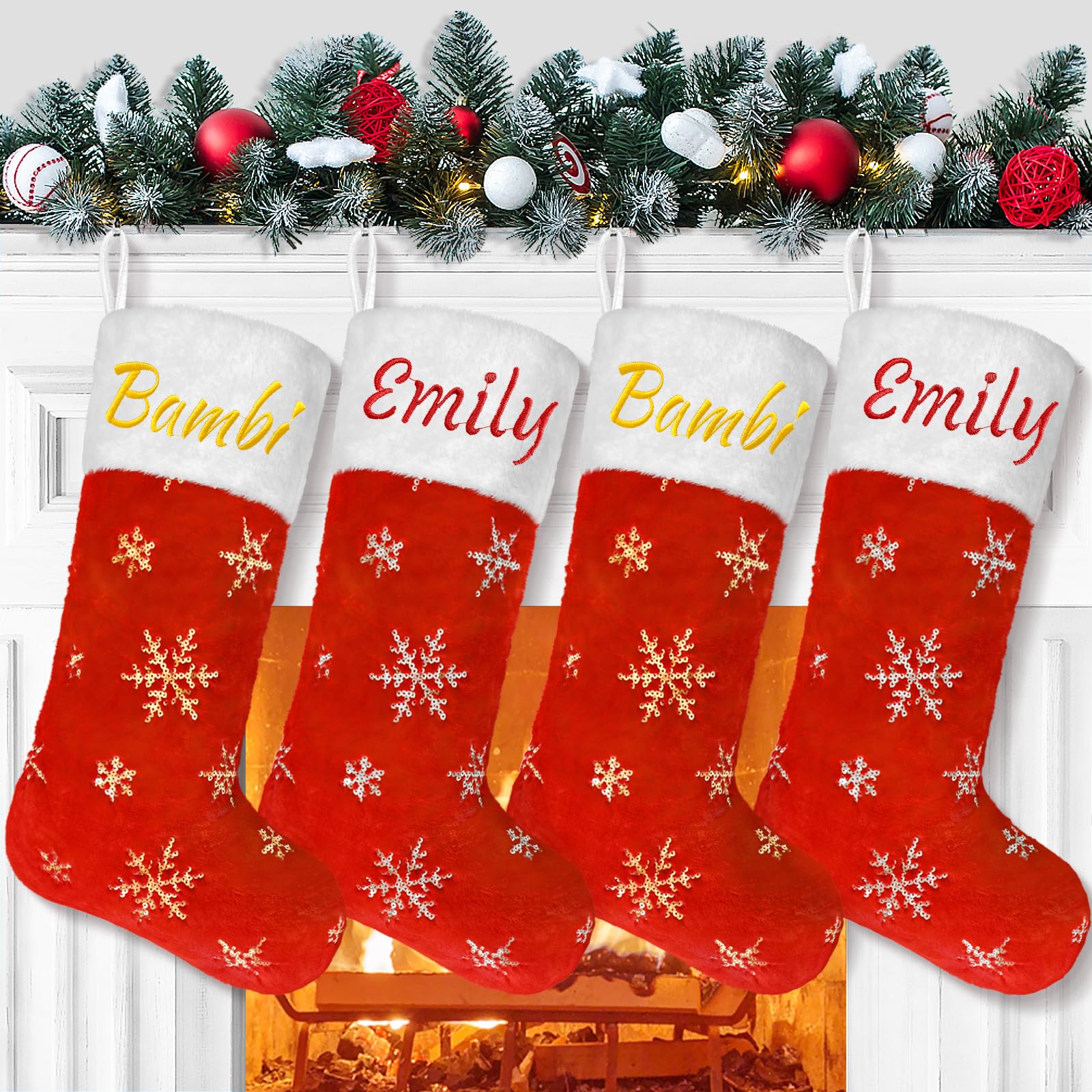 Custom Personalized Red Faux Fur Christmas Stocking - Large 22
