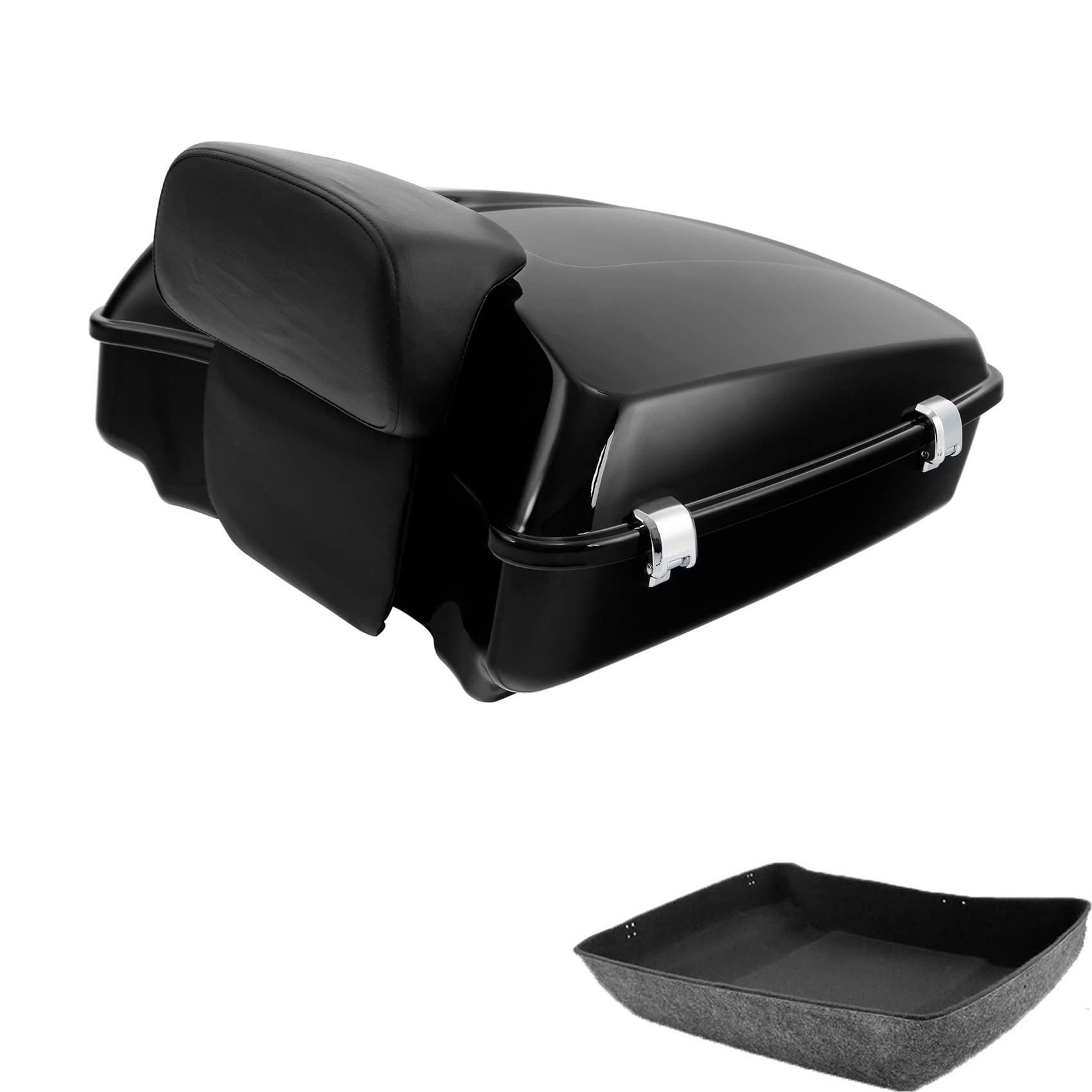 Premium Green-L Chopped Tour Pack Trunk with Black Latch Backrest Pad - Compatible with Harley Road King, Street Glide & Electra Glide (2014-2025 Touring Models) - Perfect for Long-Distance Rides & Motorcycle Camping
