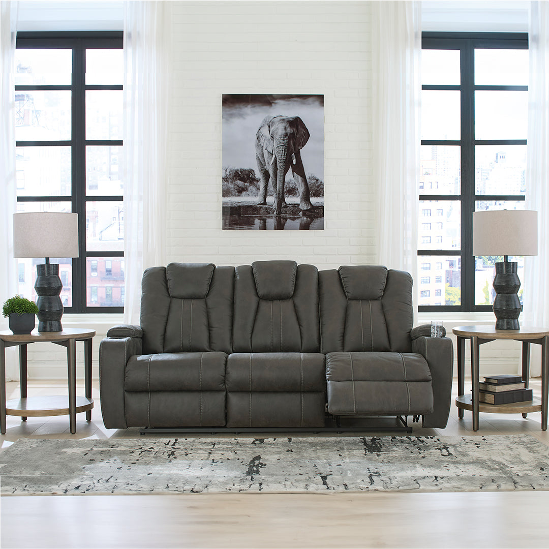 Batavia Pier Reclining Sofa - 3-Seater Leather Sectional Couch with Adjustable Headrest and Cup Holders | Perfect for Living Room, Home Theater & Family Gatherings