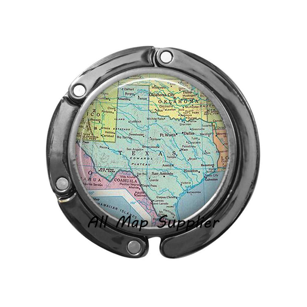 Texas Map Purse Hook - Elegant Bag Holder with Texas State Map Design, Travel Jewelry Accessory for Restaurants, Bars & Shopping