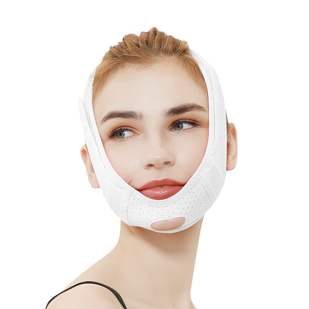 V Line Face Slimming Strap - Double Chin Reducer & Anti-Aging Chin Mask for Sagging Skin - Reusable, Breathable Facial Lifting Strap for Women & Men - Perfect for Home Use, Yoga, and Skincare Routine