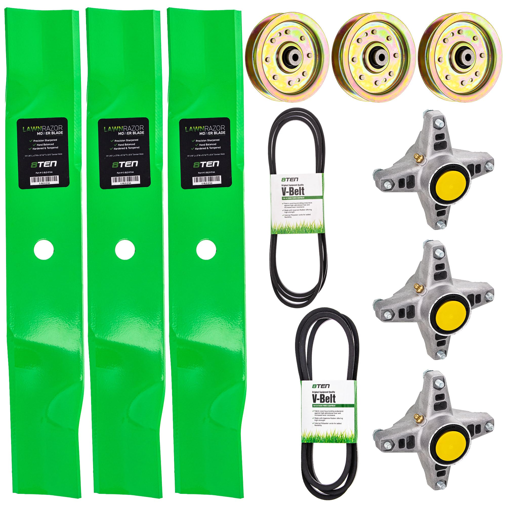 8TEN Deck Rebuild Kit for MTD Cub Cadet 54-Inch Mower Deck - Compatible with 19A40016, GTX2154, GTX2154LE - Includes Blade Spindle, Belt & Idler Pulley - Perfect for Lawn Mower Maintenance & Deck Repair