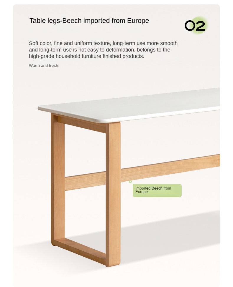 Premium Beech Solid Wood Writing Computer Desk - Modern Home Office Desk for Work & Study - Perfect for Small Spaces, Apartments & Dorm Rooms