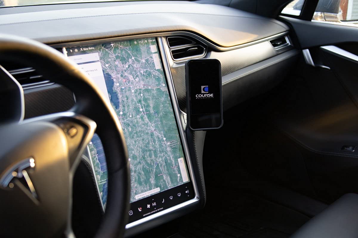 Course Motorsports DirectFit Wireless Charging Phone Mount for Tesla Model S (2012-2020) & X (2012+) - Auto-Grip Car Phone Holder with Fast Charging (Black) | Perfect for Hands-Free Navigation & Safe Driving