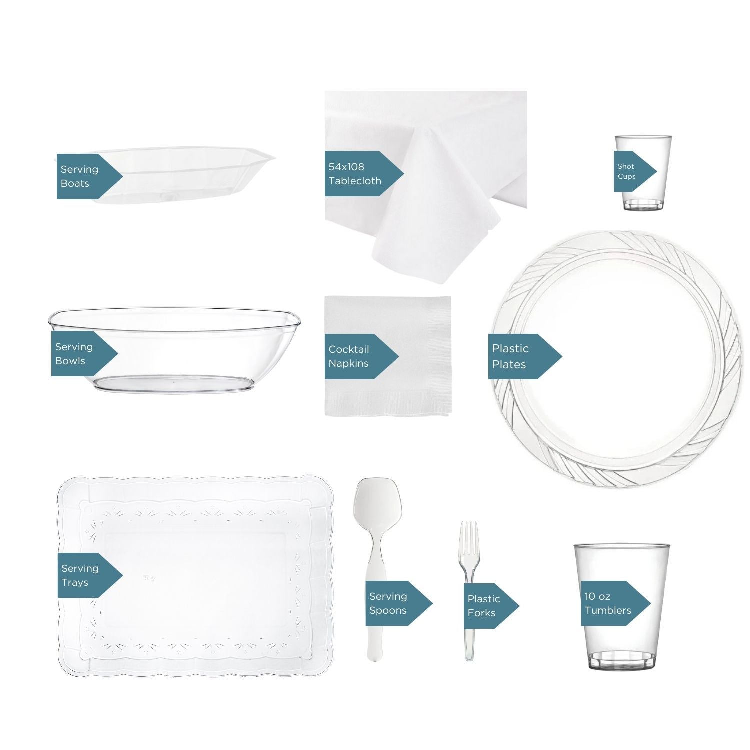 Kiddish In A Box - 100-Piece Basic Disposable Tableware Set for Parties & Events | Eco-Friendly Plates, Cups & Cutlery | Perfect for Birthdays, BBQs & Large Gatherings