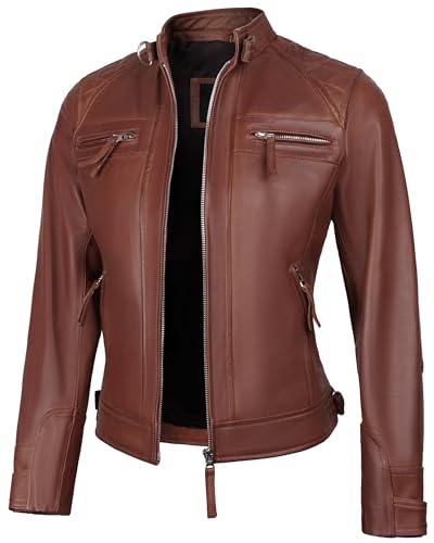 Diamond 1 Leather Jacket - Brown Cognac With Wax