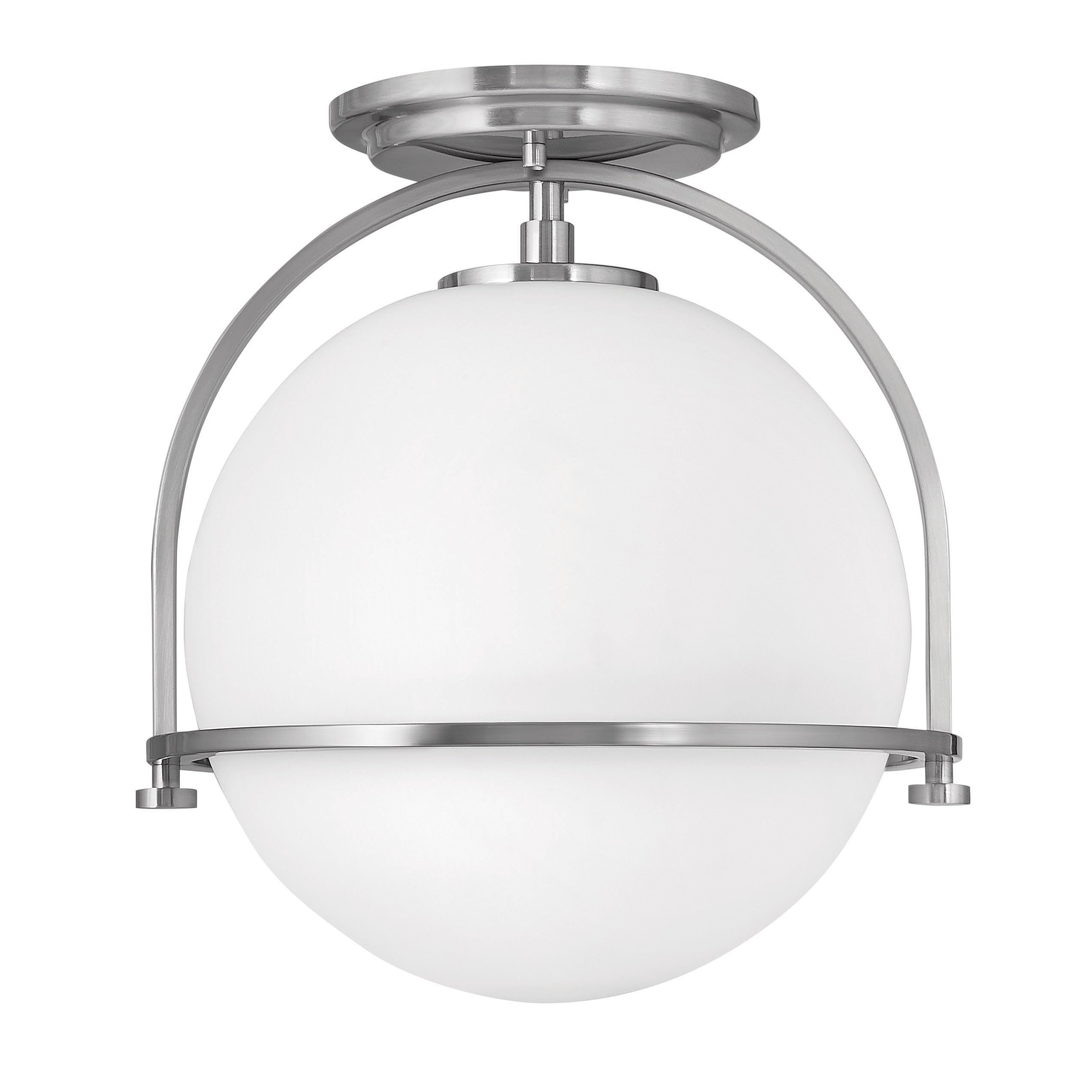 Hinkley Somerset 3403BN Vintage Chic Semi-Flush Mount Ceiling Light with Etched Opal Globe - Brushed Nickel Finish - Perfect for Bedroom, Dining Room or Hallway Lighting
