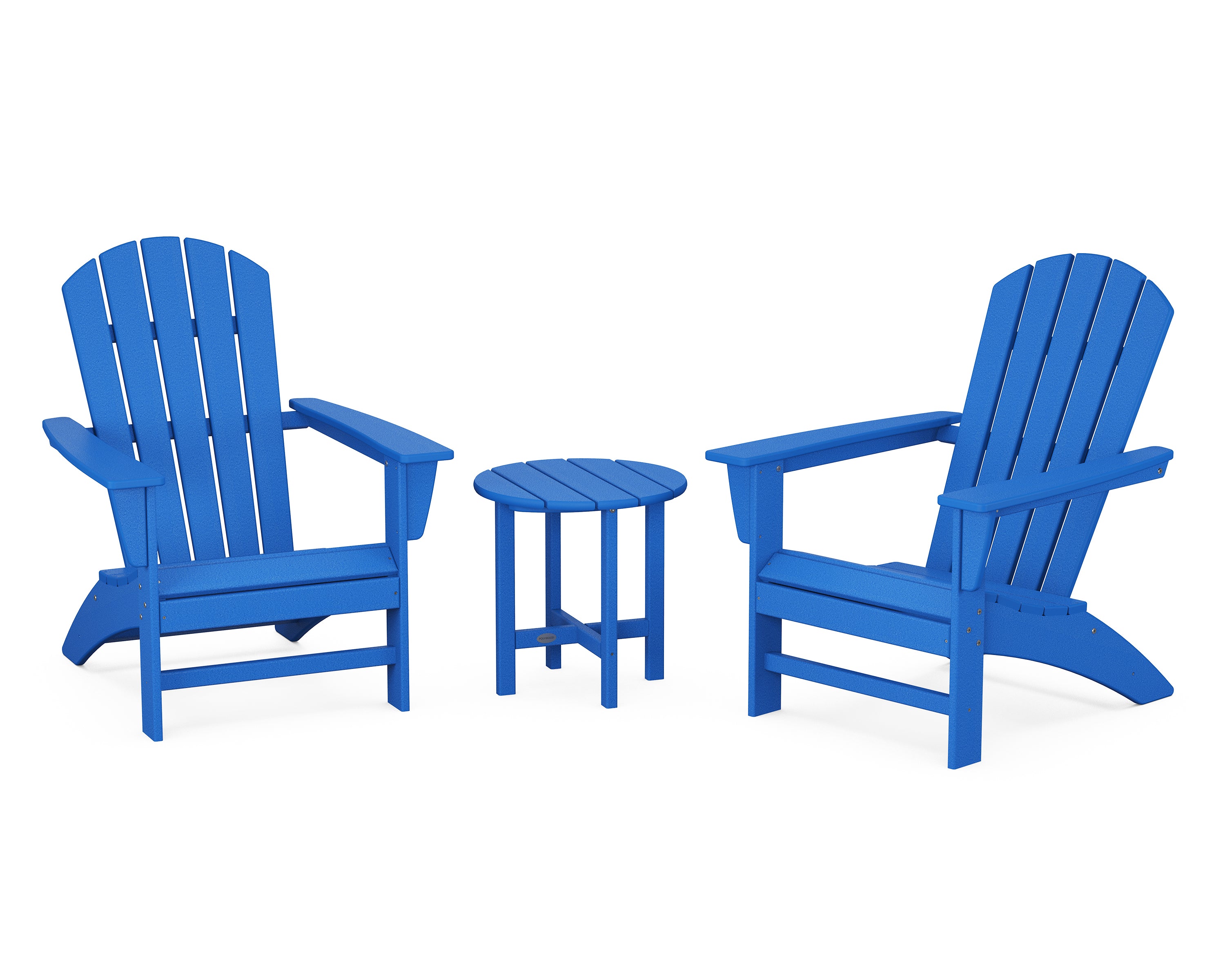 POLYWOOD Nautical 3-Piece Adirondack Chair Set - Durable Outdoor Furniture for Patio, Poolside & Beach - All-Weather Resin Wicker Chairs with Side Table