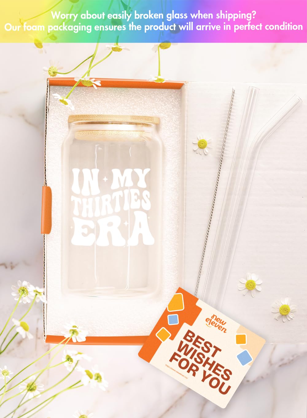30th Birthday Gifts for Women - Elegant 16oz Coffee Glass with 'In My Thirties' Design - Perfect Gift for Her, Sister, Mom, Daughter & Best Friend - Ideal for Birthday Celebrations, Home Decor & Daily Coffee Use