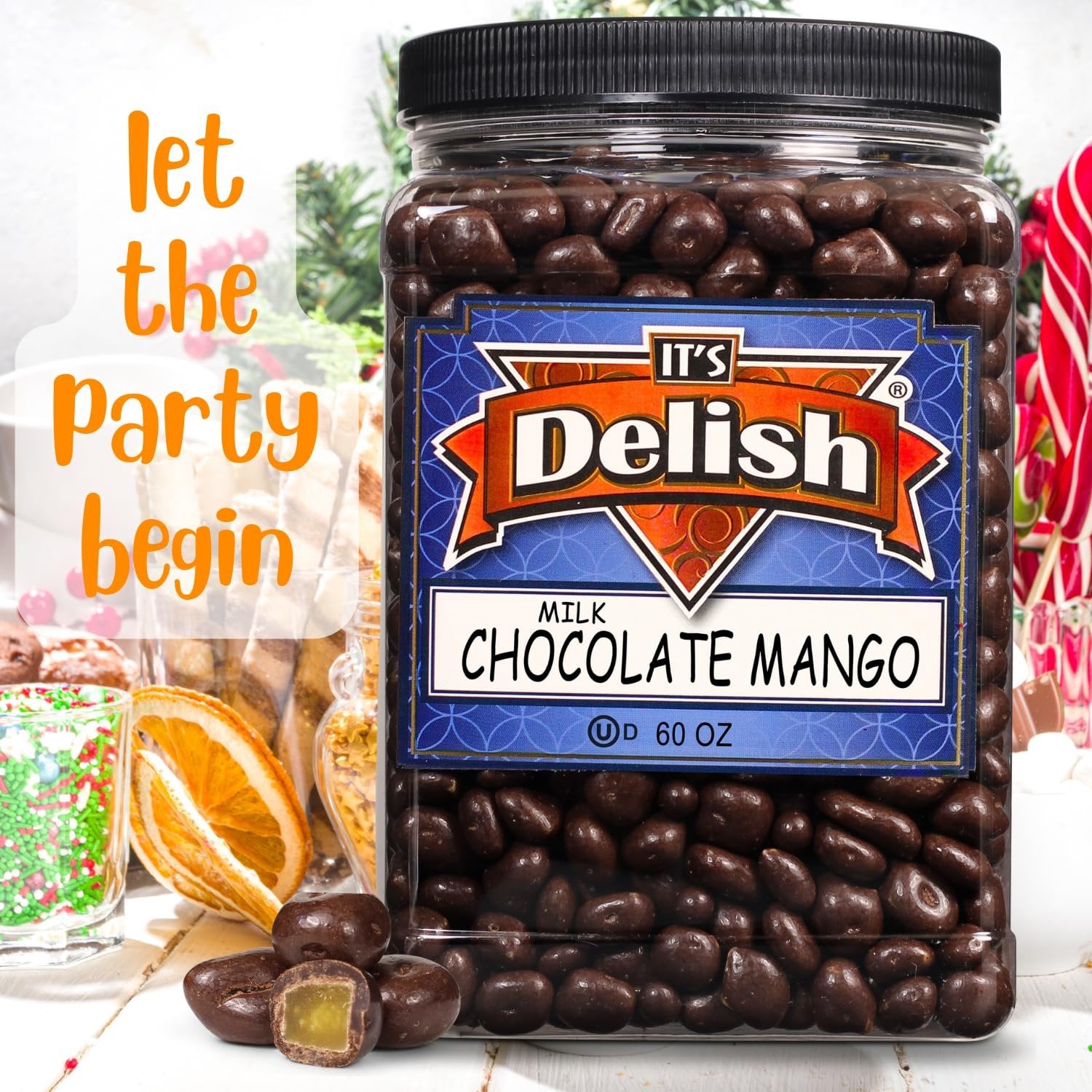 Premium Milk Chocolate Covered Dried Mango Slices - 3.75 LBS Bulk Size - Sweet & Tangy Tropical Snack for Parties, Gifts & Healthy Desserts