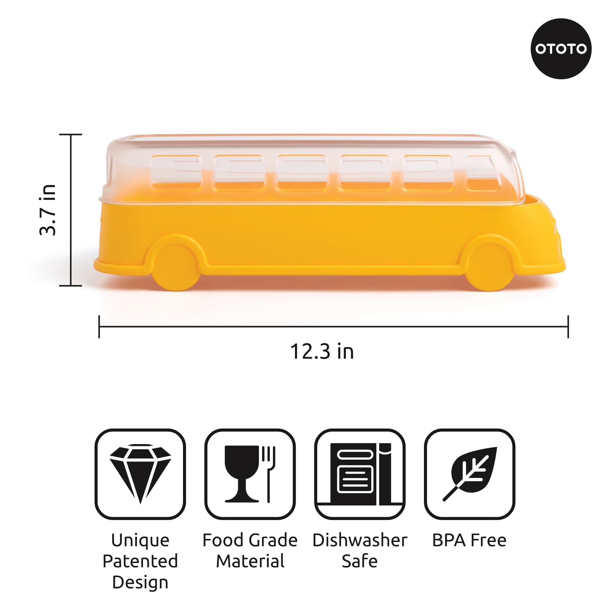 OTOTO Scrambled Bus 12 Egg Holder - Refrigerator Egg Storage Container, Cute Kitchen Organizer & Unique Cooking Gadget - Perfect for School Bus Themed Gifts, Breakfast Meal Prep & Fun Kitchen Decor