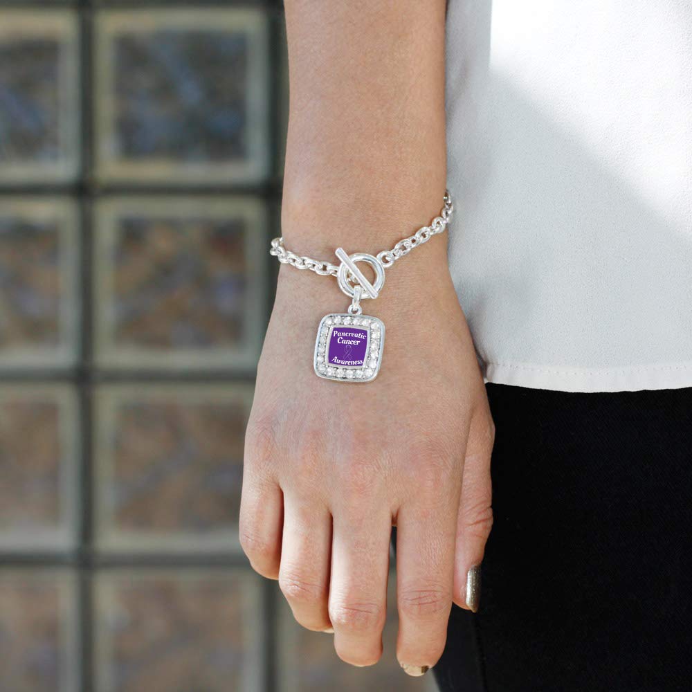 Inspired Silver - Sterling Silver Square Charm Toggle Bracelet with Cubic Zirconia | Elegant Jewelry Gift for Women | Perfect for Parties, Weddings & Everyday Wear