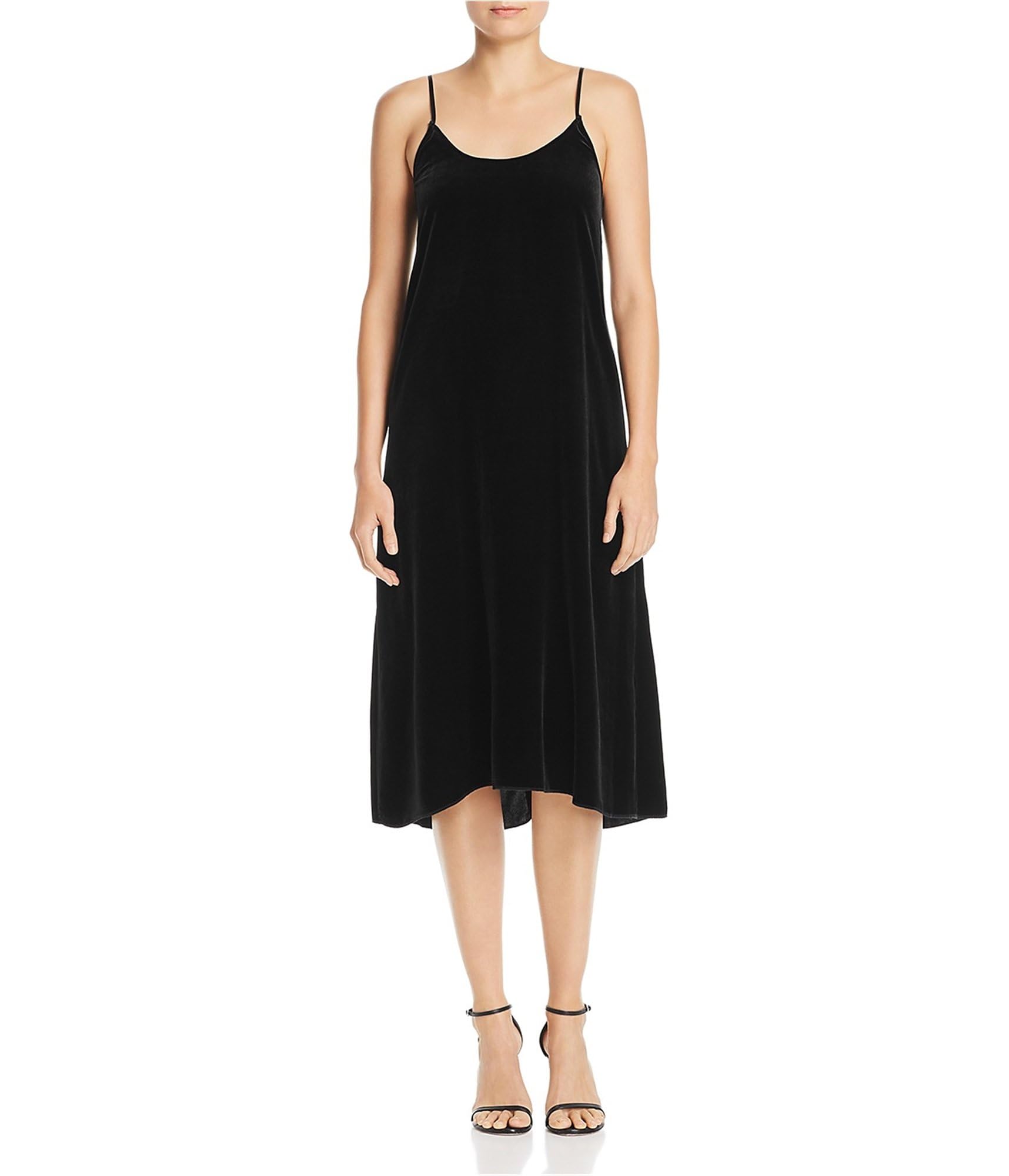 Enza Costa Women's Velvet A-Line Slip Dress - Black | Elegant Evening Gown for Parties, Weddings & Special Occasions