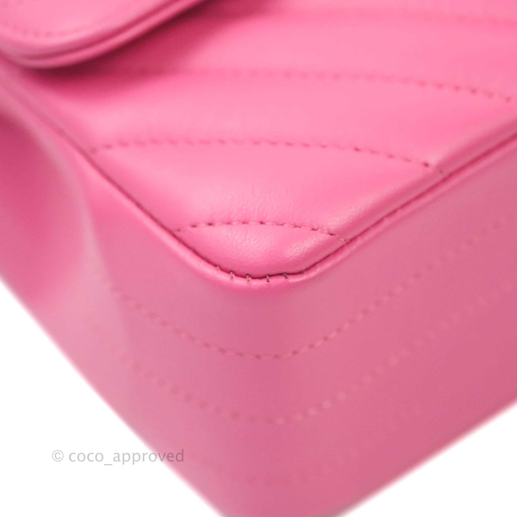 Chanel Chevron Mini Rectangular Lambskin Flap Bag in Pink with Gold Hardware - Perfect for Evening Events & Luxury Fashion Accessories